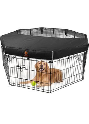 PJYuCien Dog Playpen - Metal Foldable Dog Exercise Pen, Pet Fence Puppy Crate Kennel Indoor Outdoor With 8