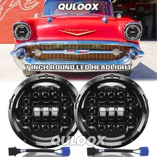 Pair 7" Inch Round LED Headlights Hi/LO Sealed Beam For Chevy Bel Air 1955-1957