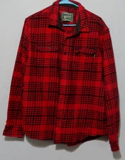 Woolrich Men's XL Brawny Red Plaid Flannel Shacket Heavy Shirt HMT46235