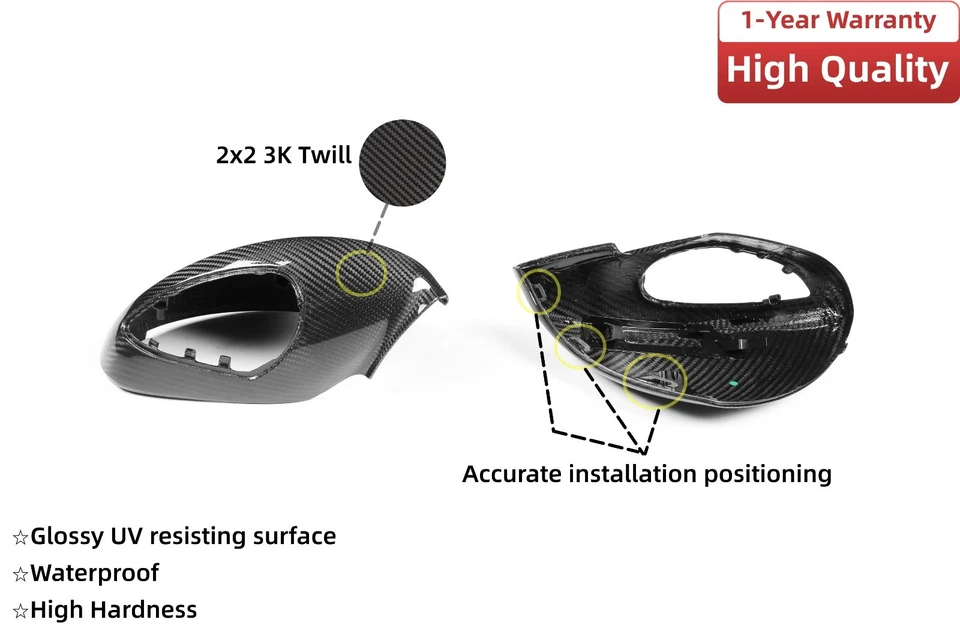 Dry Carbon Mirror Cover Cap Fit Porsche 911 991 Cayman Boxster 981 Sport Model - Imagem 2 de 4