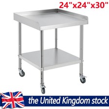Stainless Steel Grill Stand Table w/ Wheels Backsplash Worktable Equipment Stand
