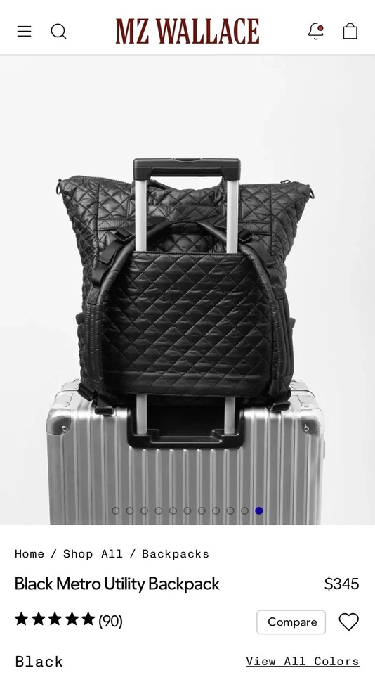 Mochila utilitária MZ WALLACE pequena metro acolchoada náilon tiracolo ~nova com etiquetas~ preta - Imagem 4 de 4