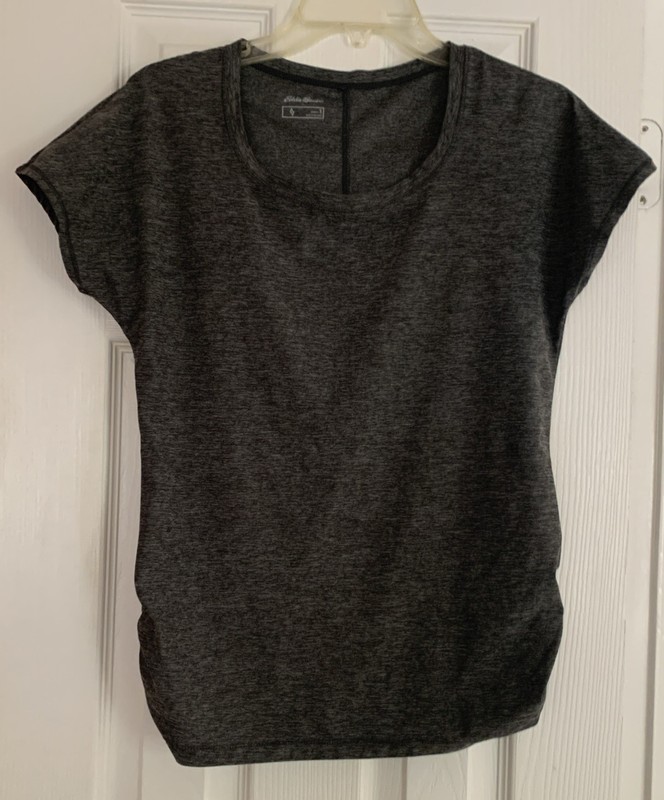 Eddie Bauer Women's Gray Raglan Short Sleeve Activewear T-Shirt Stretch S