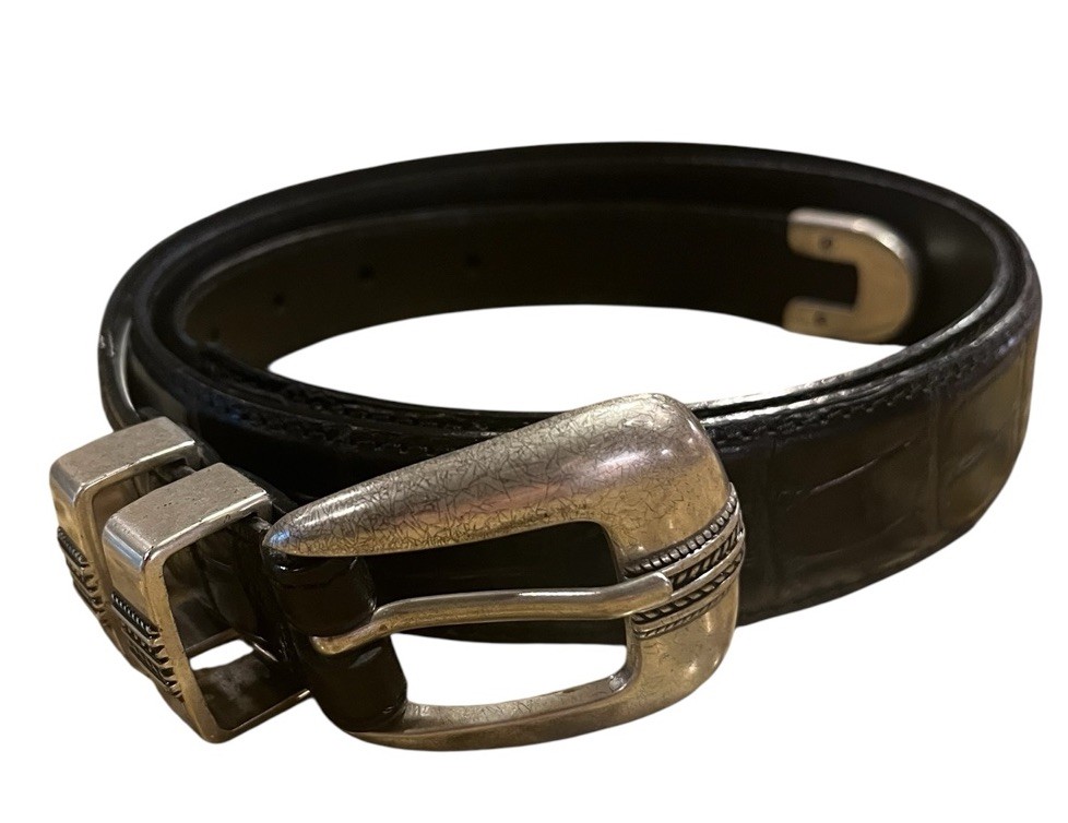 Jos. A.Bank Men’s Black Belt NWT Croc Design Silver Hardware Design Leather 44