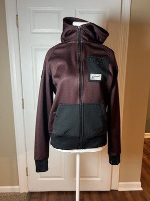 Roots Canada Hoodie Sweatshirt Brown Baniff With Canadian Flag, Size Medium