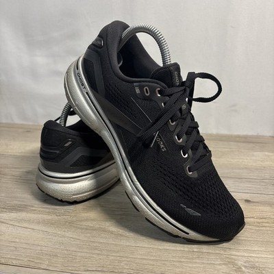 Women s 9 Brooks Ghost 15 Shoes Black Silver Running Athletic Training Sneakers
