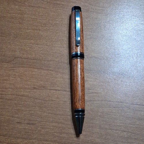 Morado Wood Cigar Pen Black & Chrome Trim Twist Action Black Ink Handcrafted