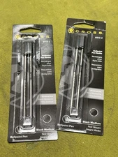 Cross Ballpoint Pen Black Med Pt 2 Packs New Packs 8513-2  (4 Refills)