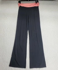 NoBo Junior's Foldover Yoga Pants Medium Leggings Peach Black Flared Y2K