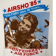 Vintage 1985 Confederate Air Force T Shirt Men M Screen Stars Ringer Made in USA