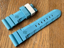 OFFICINE PANERAI OEM 24mm CINTURINO IN GOMMA BLU ACQUA PER FIBBIA TANG  