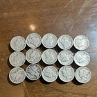 15 Mercury Dimes 1943 Silver 10C Circulated Coins Uncertified Business Strike