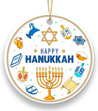 Hanukkah Ornaments 2025 - Happy Hanukkah Ornament for Tree, Jewish Home Decor, C