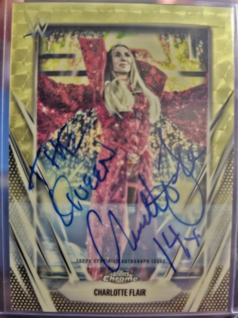 2026 Topps Chrome WWE Charlotte Flair Gold Refractor 1/1 Autograph & Inscribe