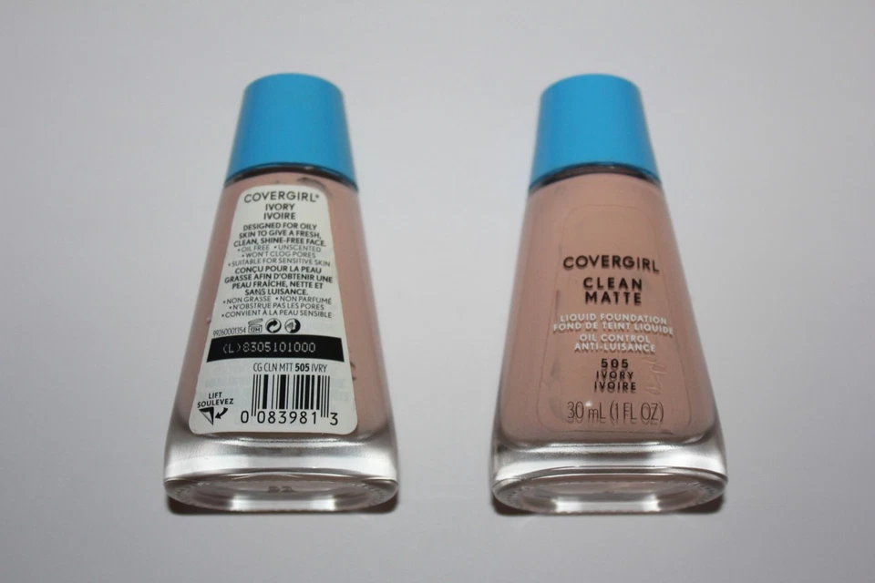 Lot Of 2 COVERGIRL Clean Matte Liquid Foundation  #505  Ivory New Sealed - Image 2 of 2