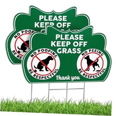 Keep Off Grass Signs for Yard with Stakes, 8 x 12 Inch Double Sided No Dog