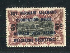 BELGIAN CONGO; 1922 German Occ. Surcharged Mint hinged +5c. value