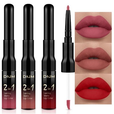 evpct 3Pcs Mauve Neutral Light Rosey Nude Blue Red Matte Liquid Lipstick and ...