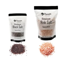 Himalayan Coarse Black Salt (Kala Namak) 1 Pound Pouch & 5 Pound Pink Himalayan