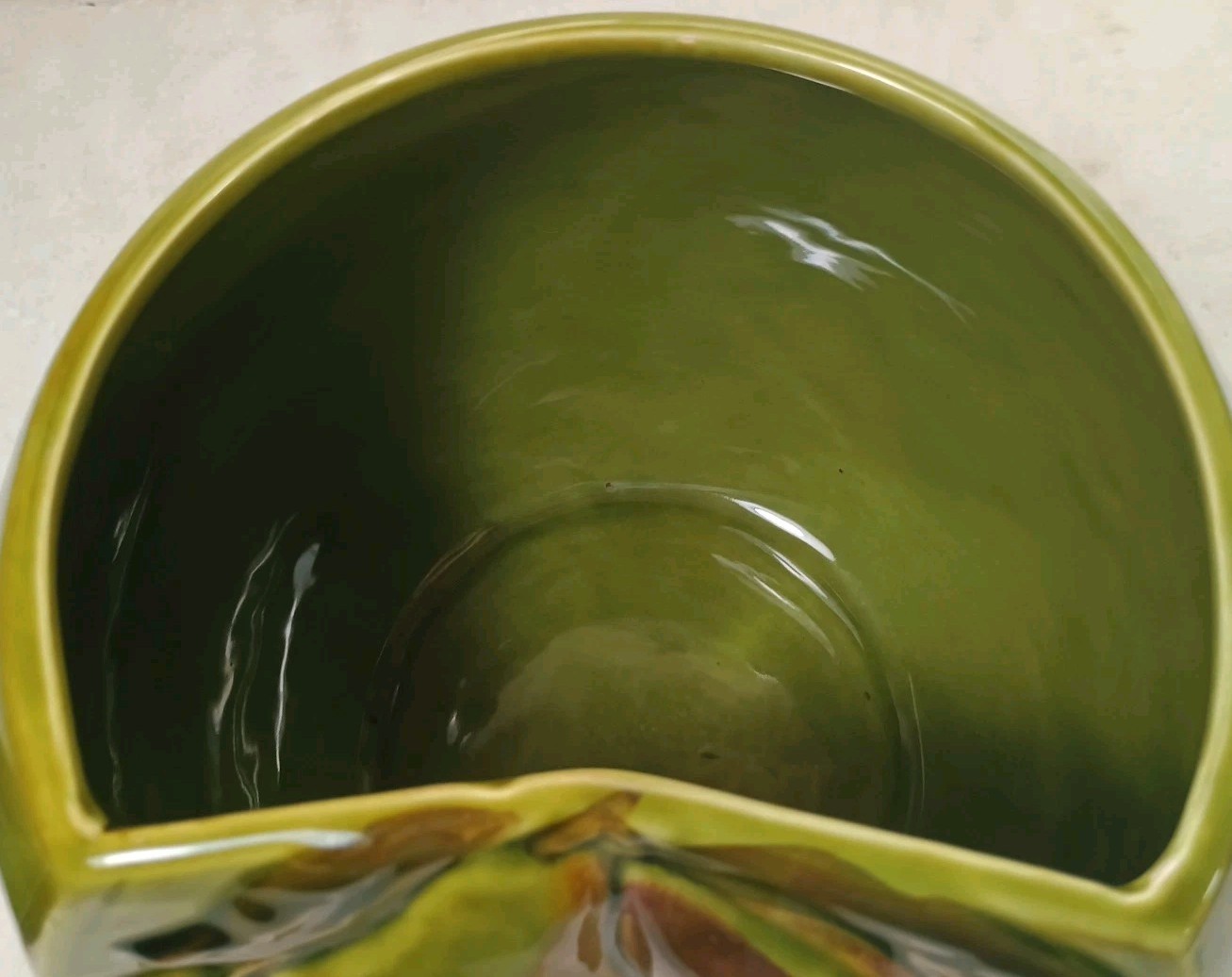 Los Angeles Pottery Cookie Jar 11 Green Pear Shaped 12" Vintage 1960's Or 70's 