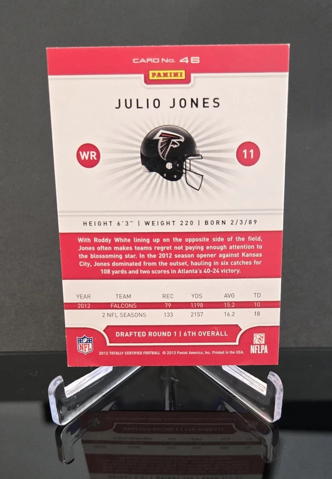 JULIO JONES 🔥 SP 2012 Totally Certified Platinum Red Foil Color Match No. 46 - Image 2 of 2