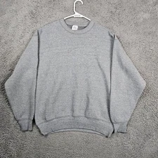 Vintage BVD Mens Size L Blank Gray Crewneck Long Sleeve Sweatshirt Made in USA