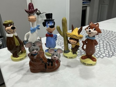 COMPLETE SET OF 6 HANNA BARBERA IDEAL CERAMIC FIGURES-HUCK QUICK  -JAPAN