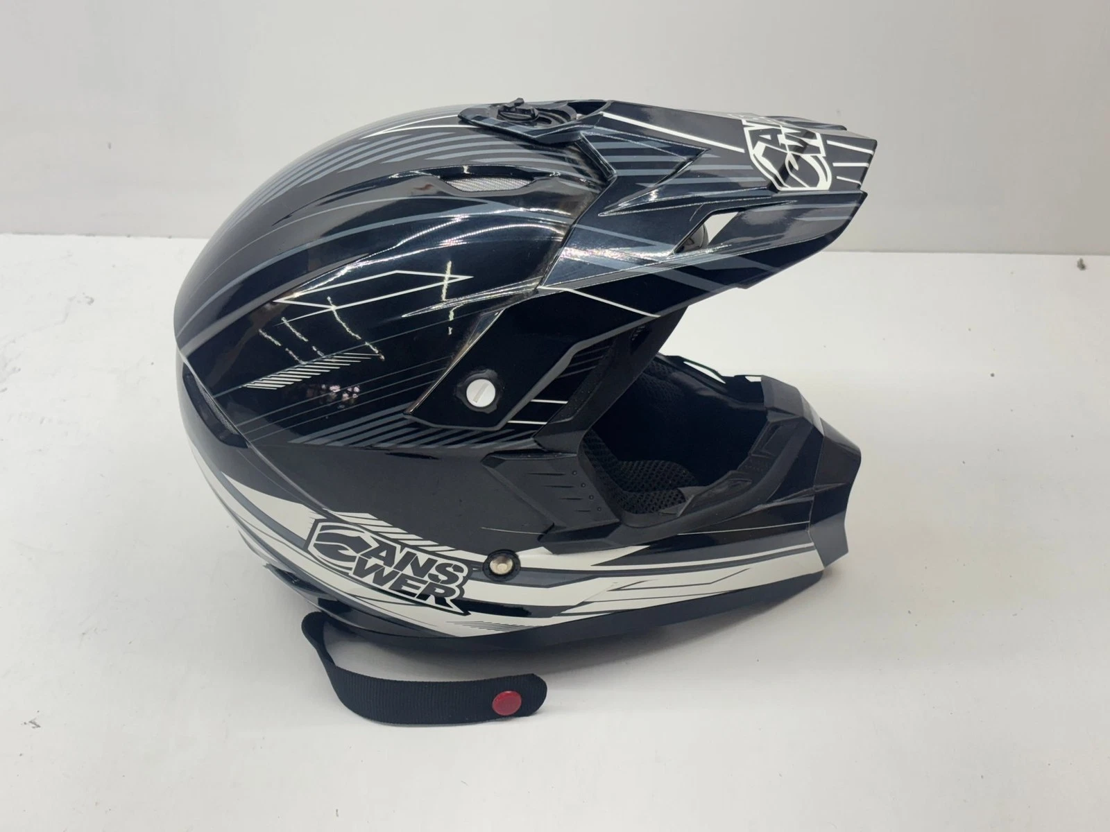 Answer Youth Helmet Medium Black White Gray YM Riding Head Protection Gear MX