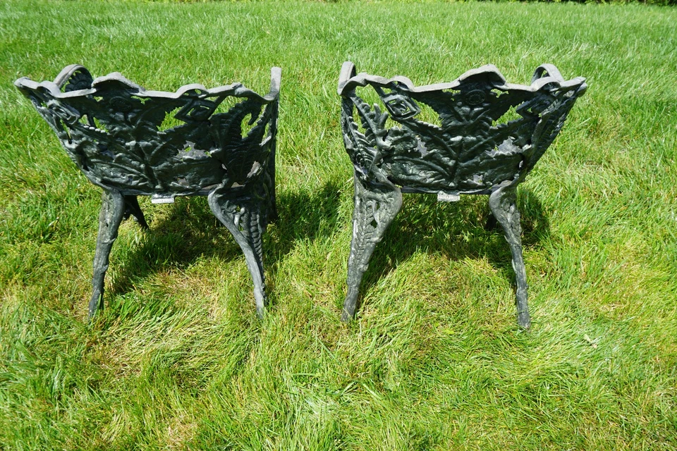 Sillas de jardín o patio Jordan marrón: helecho de aluminio fundido verde estilo victoriano  Foto 3 de 4