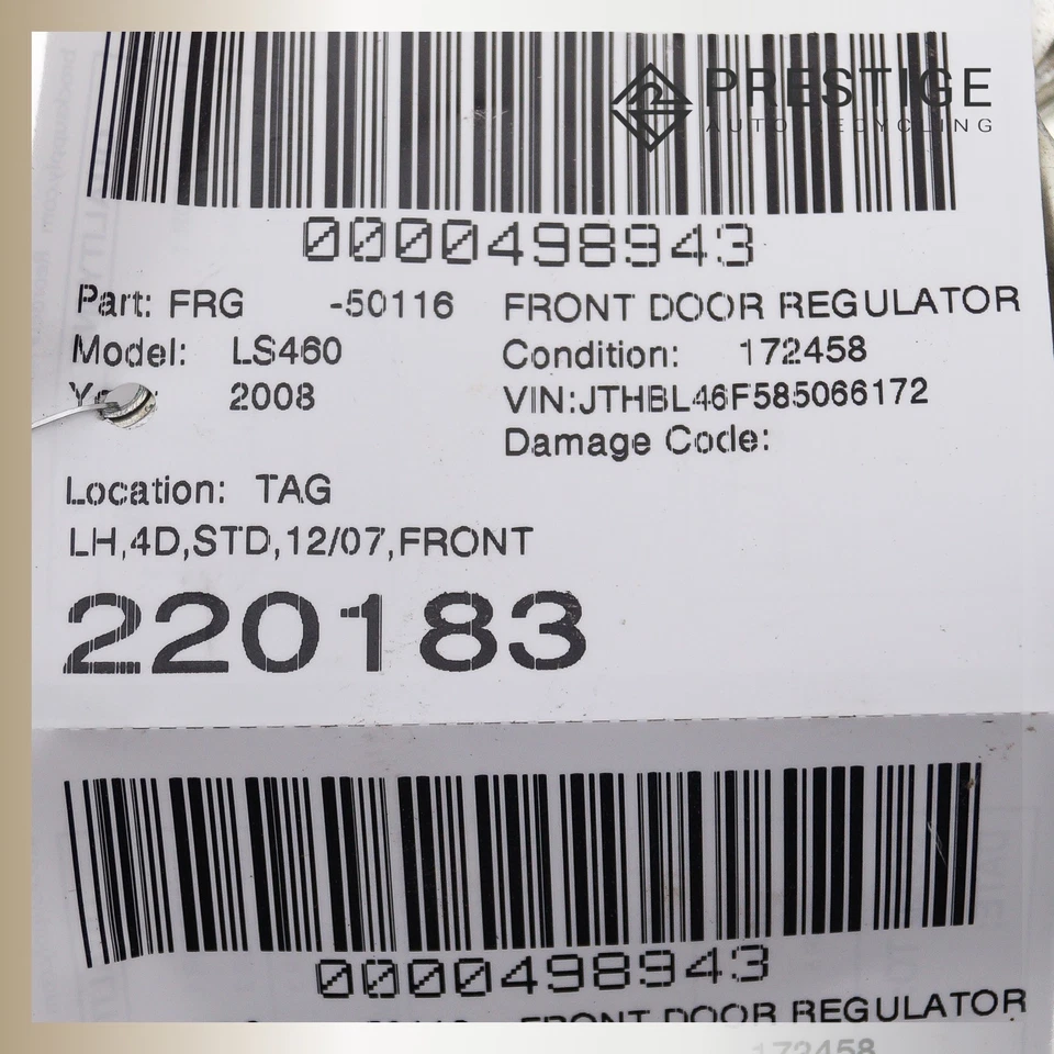 2008–2017 LEXUS LS460 IS F Door Window Regulator w/ Motor Front Left 69802-30260 - Изображение 4 из 4
