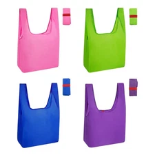 Reusable Grocery Bags Heavy Duty Foldable Shopping Tote Large 4 Multicolor Pack