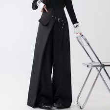 Japanese-style women's high-waisted Wide-leg pants pantskirt casual