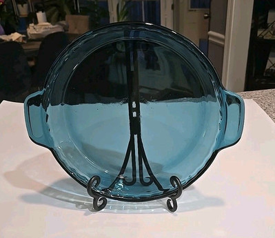 NWOT Anchor Hocking RIO COASTAL BLUE 9.5'' PIE PLATE Deep Dish Quiche Crimped Rim