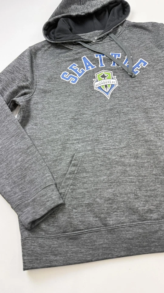 Seattle Sounders FC Sudadera con Capucha Para Hombres Gris Medio MLS Fútbol Fanáticos Sudadera Foto 2 de 4