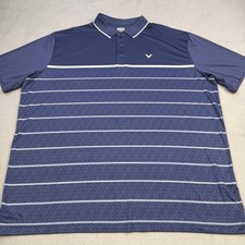 Callaway Polo Shirt Mens 2XL Blue Stripe Opti-Dri Golf Stretch Performance Top