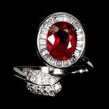 925 Sterling Silver Ring Oval Ruby 9x7mm Natural Gemstone No USA Import Fees