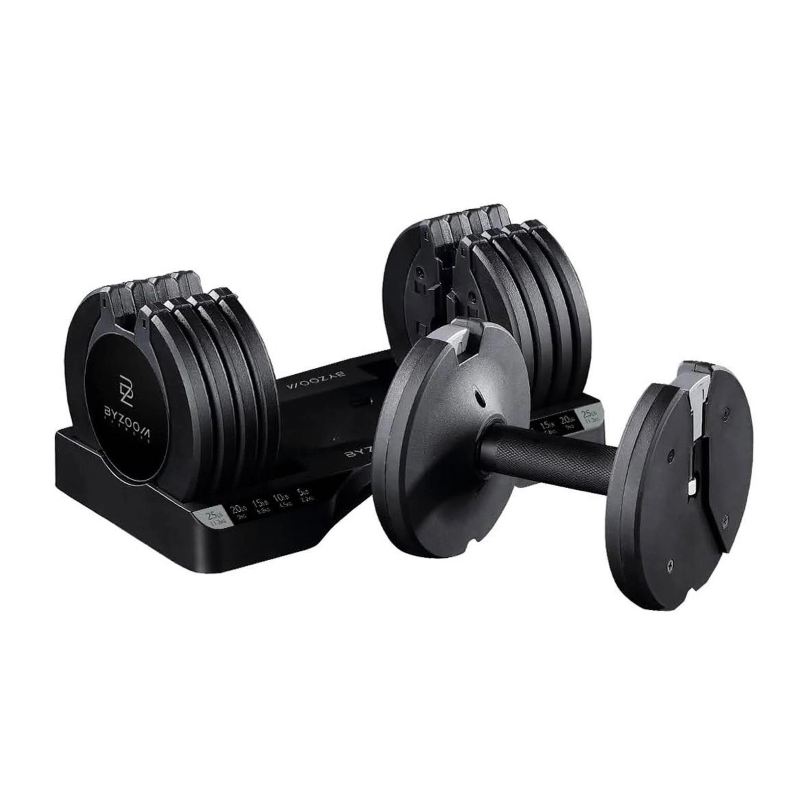 BYZOOM FITNESS 11.3kg/25lb Adjustable Dumbbell, Pure Series Black, 5