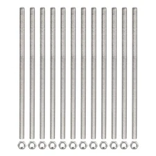 Fully Threaded Studs(with 12 Pcs Hex Nuts)-M3 x 400mm,0.5mm,Silver,12 Pcs