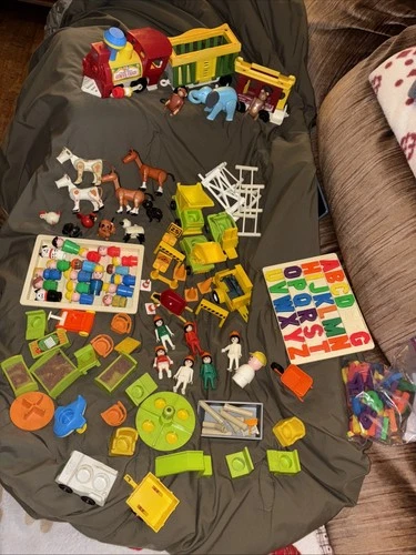Vintage Fisher Price Little People Animals Circus Construction Farm Sch 75 + Pc