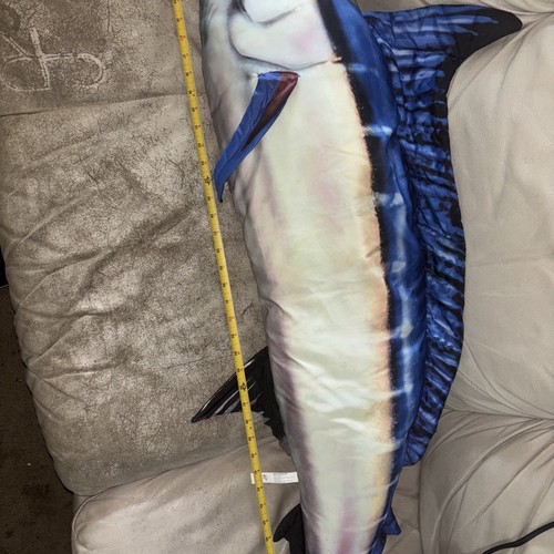 Blue Marlin Giant Stuffed Plush Body Pillow Treehouse 55”Cave Fisherman - Picture 3 of 3