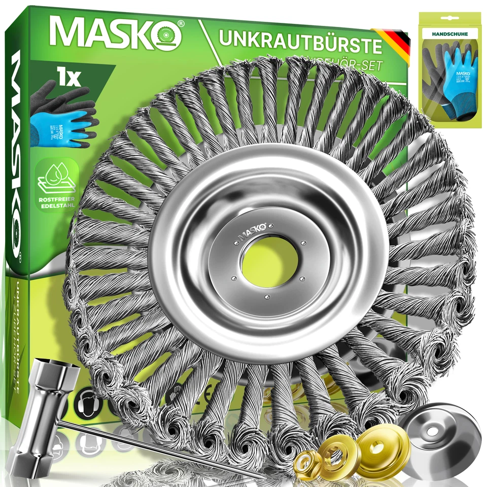 MASKO® Unkrautbürste für Freischneider & Motorsense Bürste Unkrautentfernung