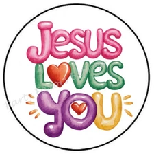 JESUS LOVES YOU ENVELOPE SEALS LABELS STICKERS PARTY FAVORS