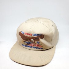 Vintage NRA Hat Cap Snapback Adult Beige OSFM Eagle USA Made K Products Strap