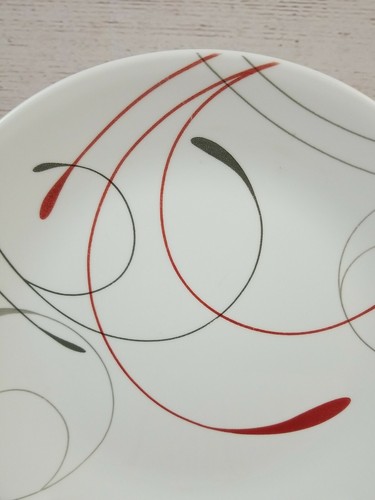 Corelle Splendor Dinner Plate 10 1/4" White w Red & Gray Scrolls Just 1 for YOU! - Picture 3 of 9