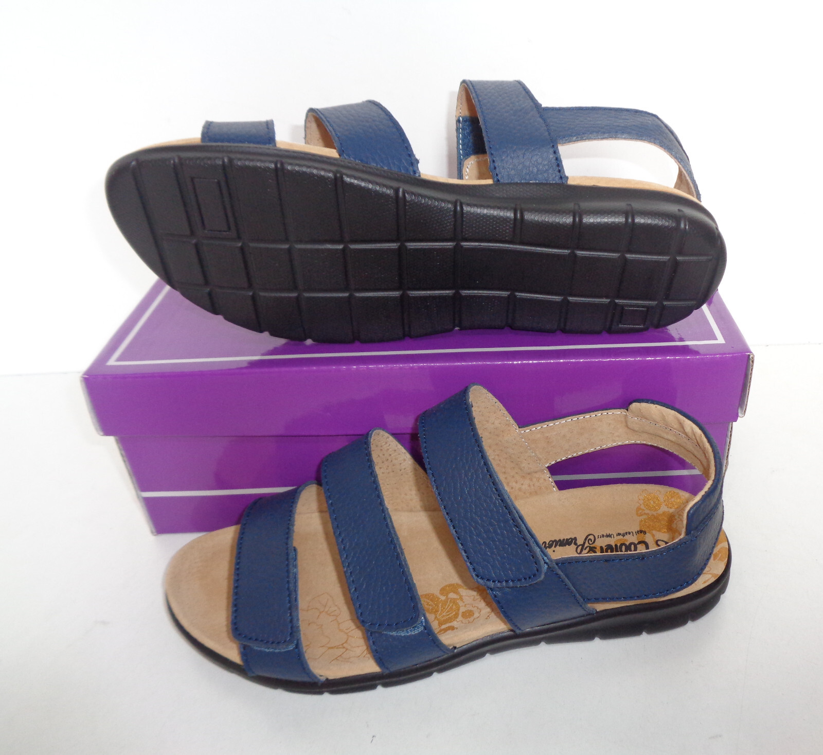 Ladies New Leather Sandals Womens Comfort Wide Fit Open Toe Summer