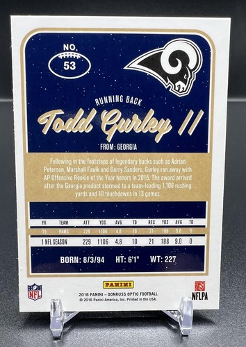 2016 Donruss Optic #53 Todd Gurley II Silver Holo Prizm Los Angeles Rams - Picture 2 of 2