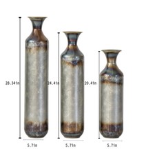 Glazed Droplet Metal Vases 3-Piece Set