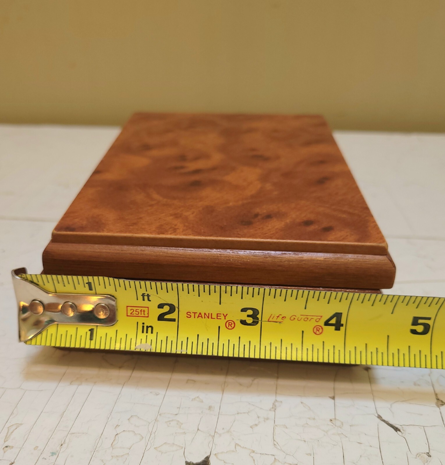 Domed Box of Red Wood Veneer With Velvet Lining