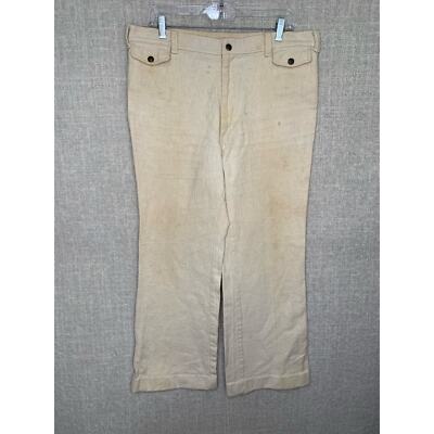 VTG 70s 60s Tobias Pants Vintage Cloth Canvas Cream Beige 36 x 29 Flap Painter