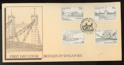 SINGAPORE 1985 FIRST DAY COVER, BRIDGES OF SINGAPORE !! L28A